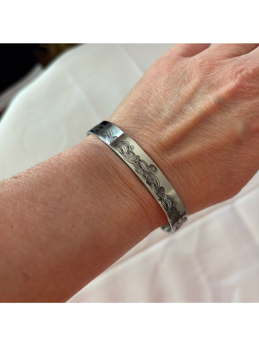 Inspirational Cuff Bracelet - Message of Loss Inscribed on Inside